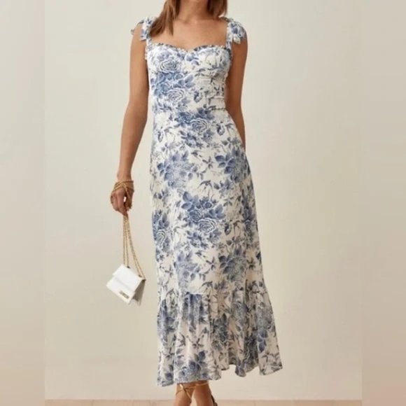 Reformation Dresses & Skirts - Nikita Reformation Dress - Blue & White Floral, Size 8 - Excellent condition!
